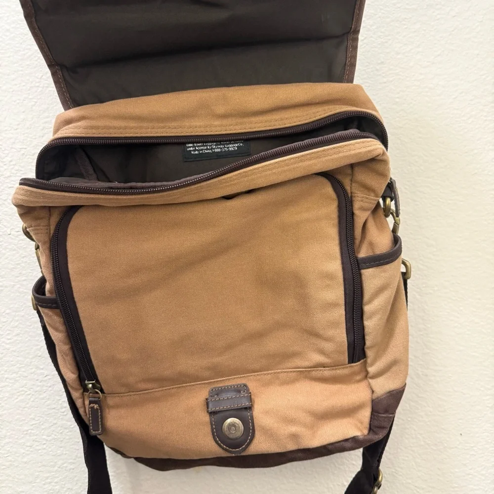Eddie Bauer Vintage Canvas Messenger Bag Workwear Gorpcore Utility Crossbody Tan